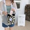 Fashionable Beige Leopard Print Canvas Tote Bag - Large Capacity Shoulder Handbag for Female Students