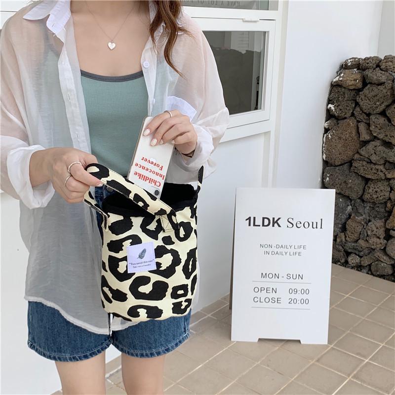 Fashionable Beige Leopard Print Canvas Tote Bag - Large Capacity Shoulder Handbag for Female Students