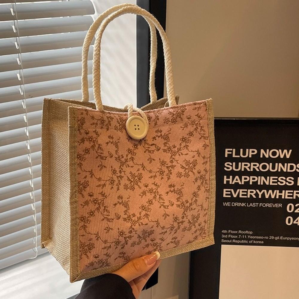 New Floral Print Handheld Bag Versatile Portable Tote Bag Casual Commuting Bag Women