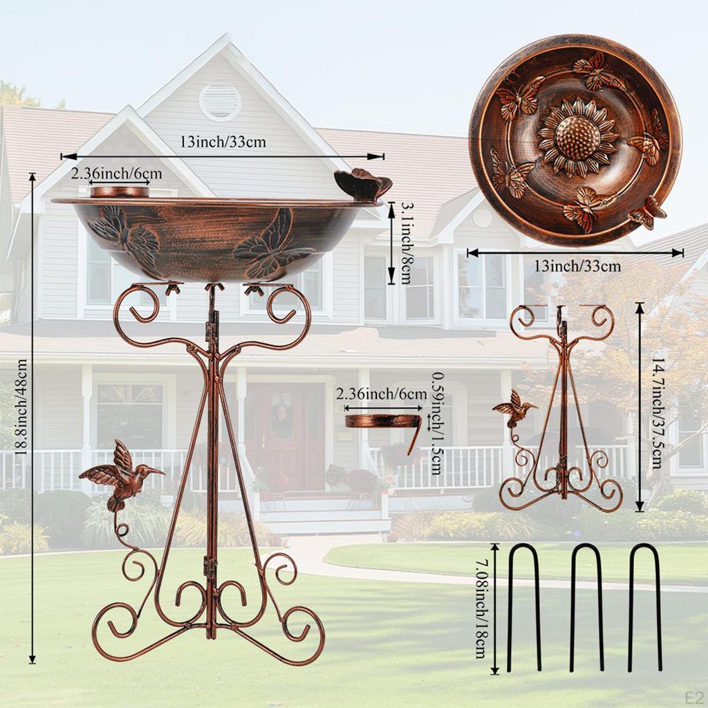 Vogelbad Vogelfutterhaus Stehend Dekorativ Tränkeplatte Schale Deko für Hof Rasen Garten Zuhause