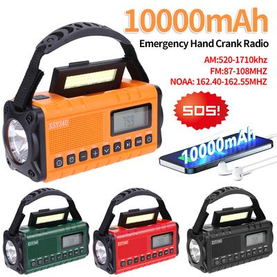 10000mAh AM FM NOAA Weather Alert Radio Emergency Weather Radio Multifunctional 48 LED Reading Lamp SOS Alarm Hand Crank Radio