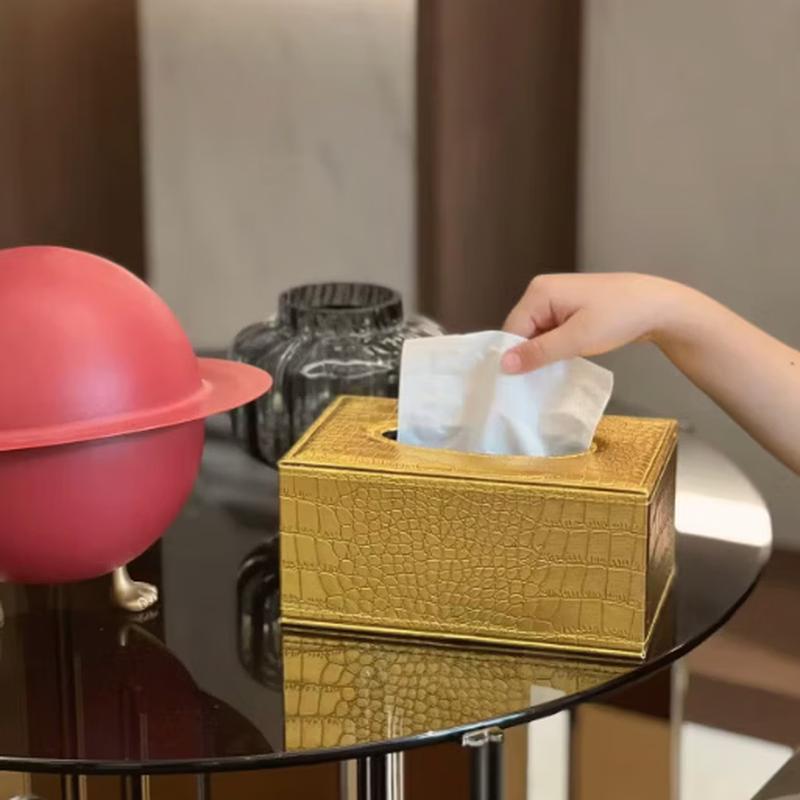 Crocodile Pattern Leather Tissue Box