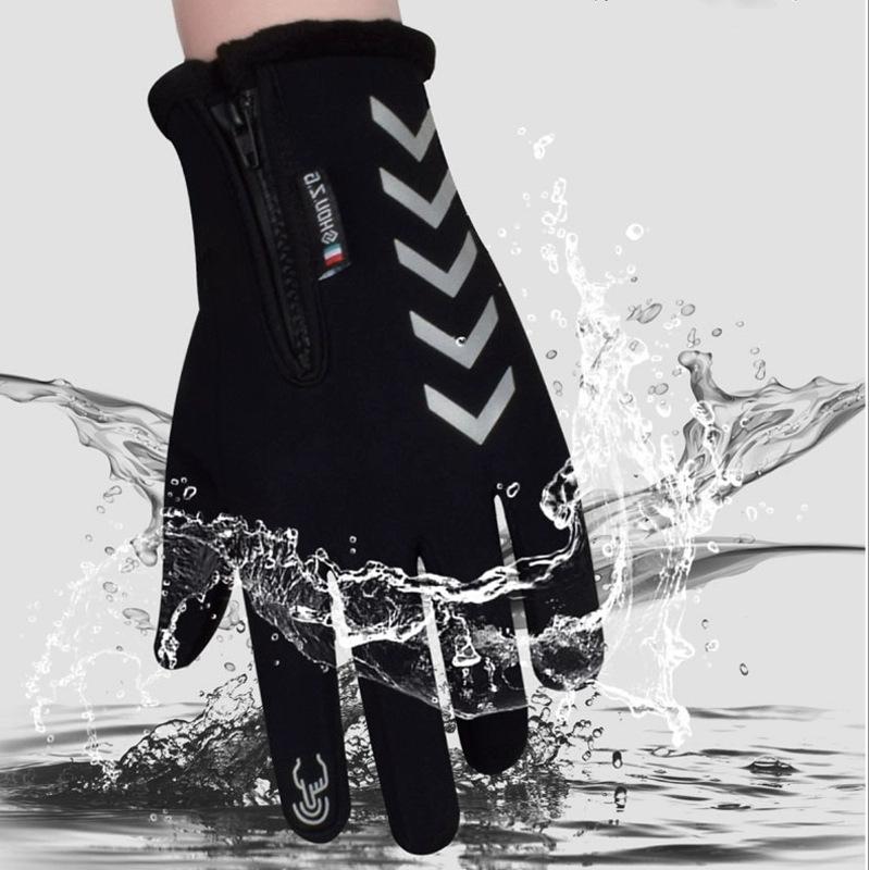 Waterproof Gloves Men's Autumn and Winter Riding Fleece Warm Sports Outdoor Driving Mountaineering Windproof Touch Screen Gloves
