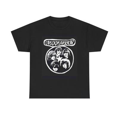 Maglietta Grafica Steppenwolf Vintage Retro Rock Band Unisex Cotone Pesante
