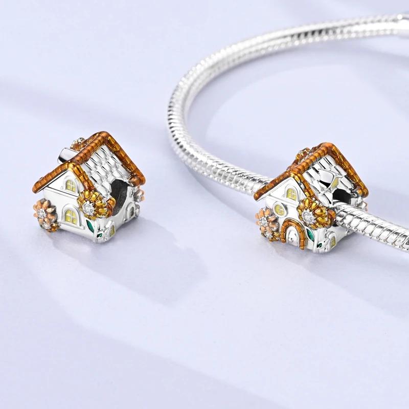 Copper Yellow Flower Sunflower Pendant House Owl Beads Golden Leopard Charms Beads Fit Diy Copper Bracelets Jewelry