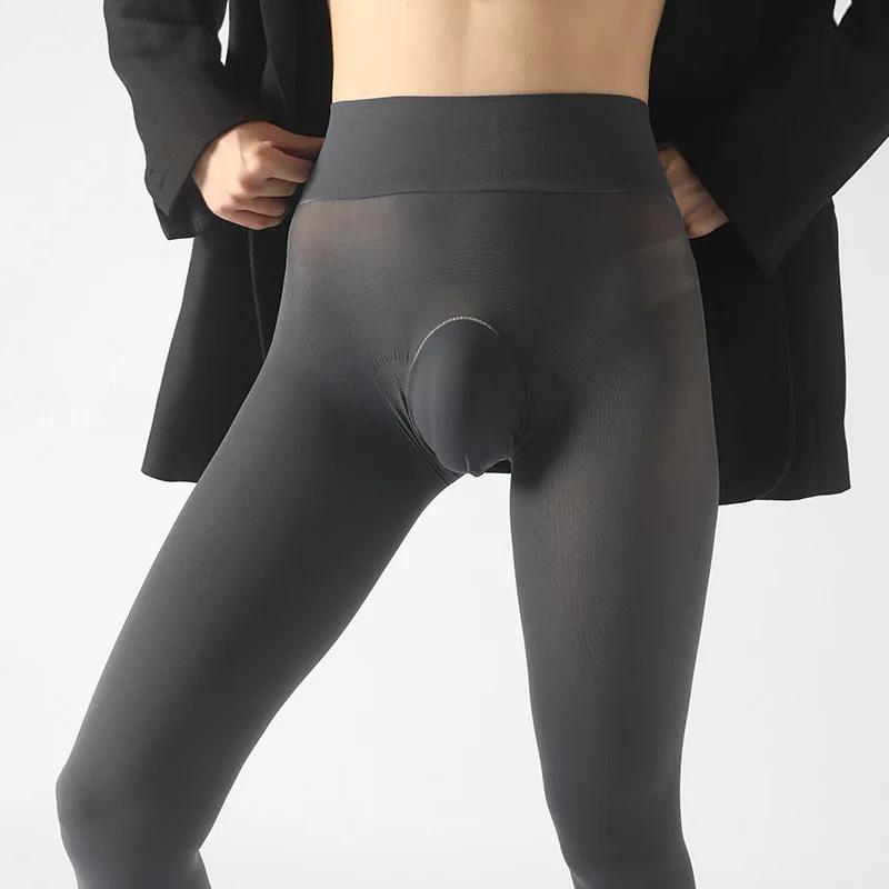 

Men Sexy Seamless Crotch Thickened Stockings Pantyhose 80D Velvet Spring Autumn Warm Ootd Legging Sports Fashion Tights sleeve open
