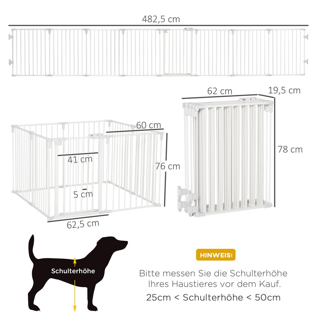 Recinto per Cuccioli 8 Pezzi, Pieghevole 60 x 76 cm Recinto Gioco per Cuccioli con Porta, Cancello per Cani di Taglia Piccola e Media, Recinzione per Porte, Camini, Scale