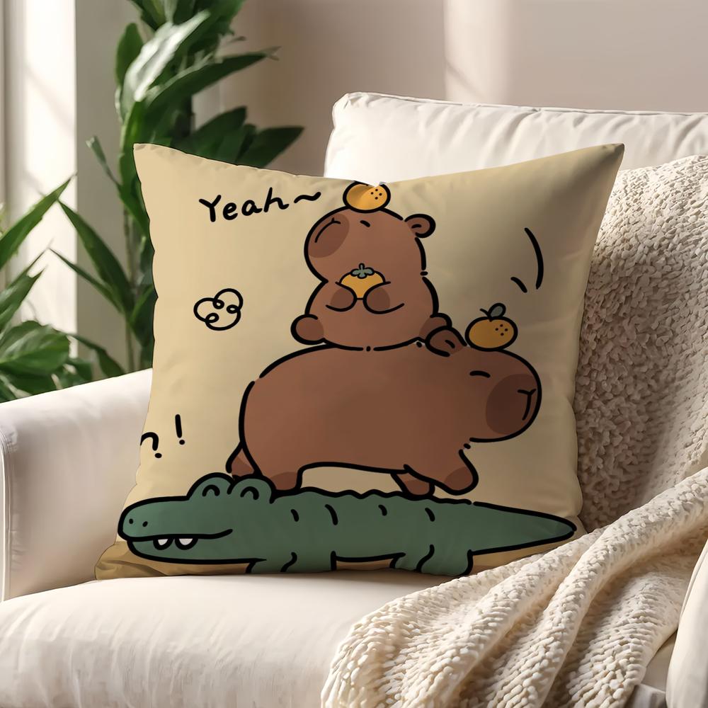 Cartoon Capybara Cute cushion cover Pillow Cover Home Sofa living Decoration Room Office Car Nordic Simplicity