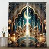 2 Stück Blau Gold Islamische Stadtansicht Vorhänge   Eleganter Stil   Schlafzimmer Wohnzimmer   Stangentasche Dekorative Vorhänge