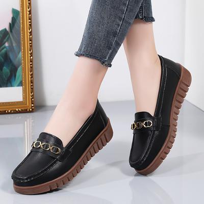 2025 Nova Primavera e Outono Mulheres Couro Ballet Flats Slip on Loafers Zapatos Mujer Moda Mocassins Sapatos Casuais para Mulheres