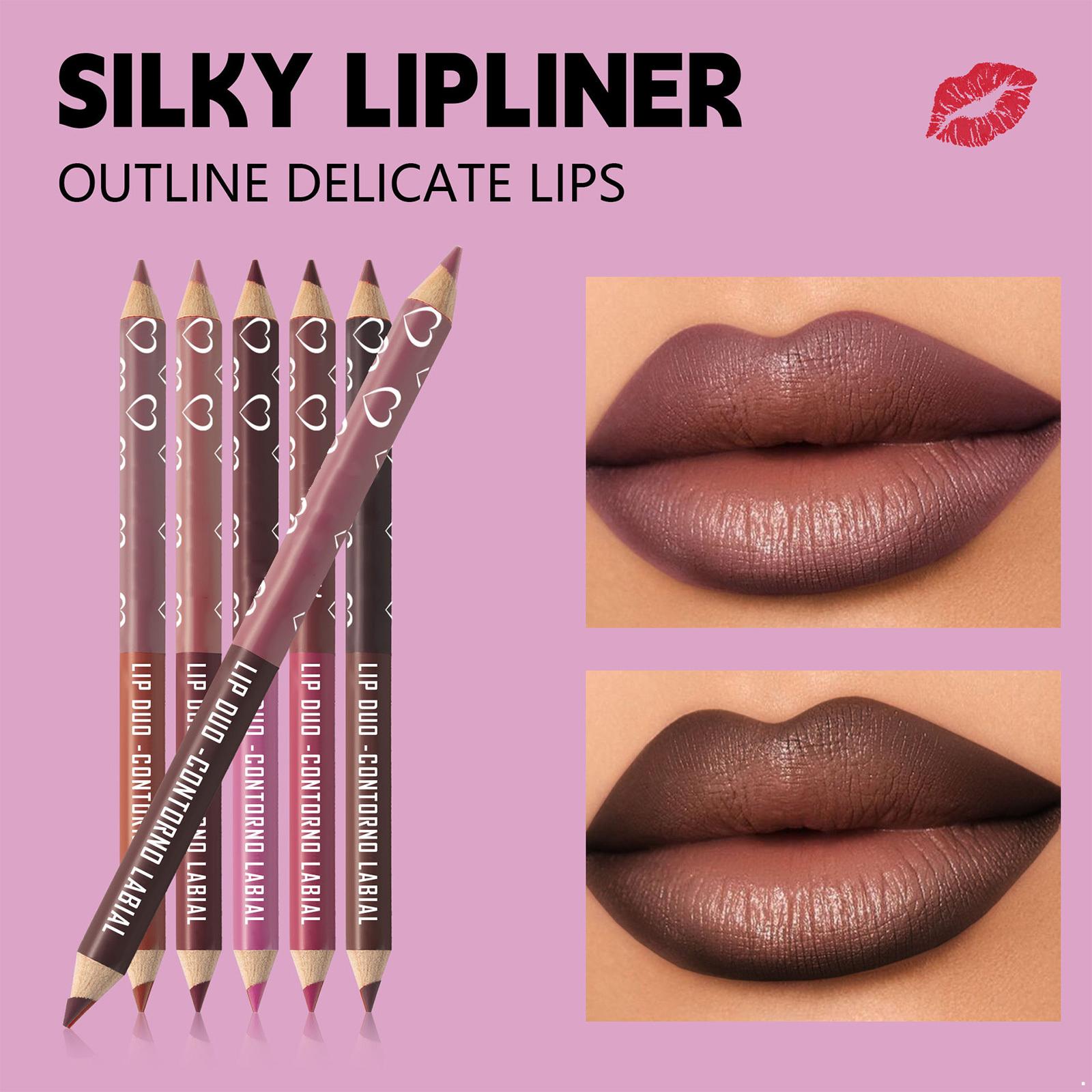

6-pack Dual-head Two-tone Lip Liners, Matte Finish All-day Wear, Precision Tip One Size