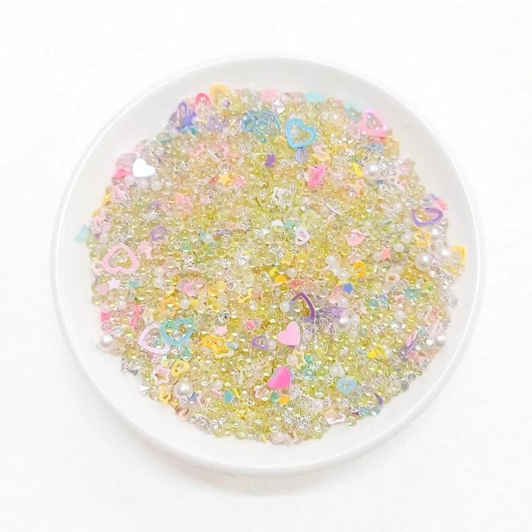 50g/Beutel Gemischte Harz Glitzernde Lochlose Perlen 2mm-7mm Strasssteine Schillernde Perlmuttfarbene Creme Imitation Blase Bastelzubehör