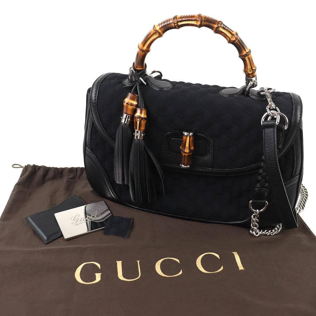 Excellent GUCCI Shoulder Bag Microsima New Bamboo 2-Way Handbag Chain 240241 Used