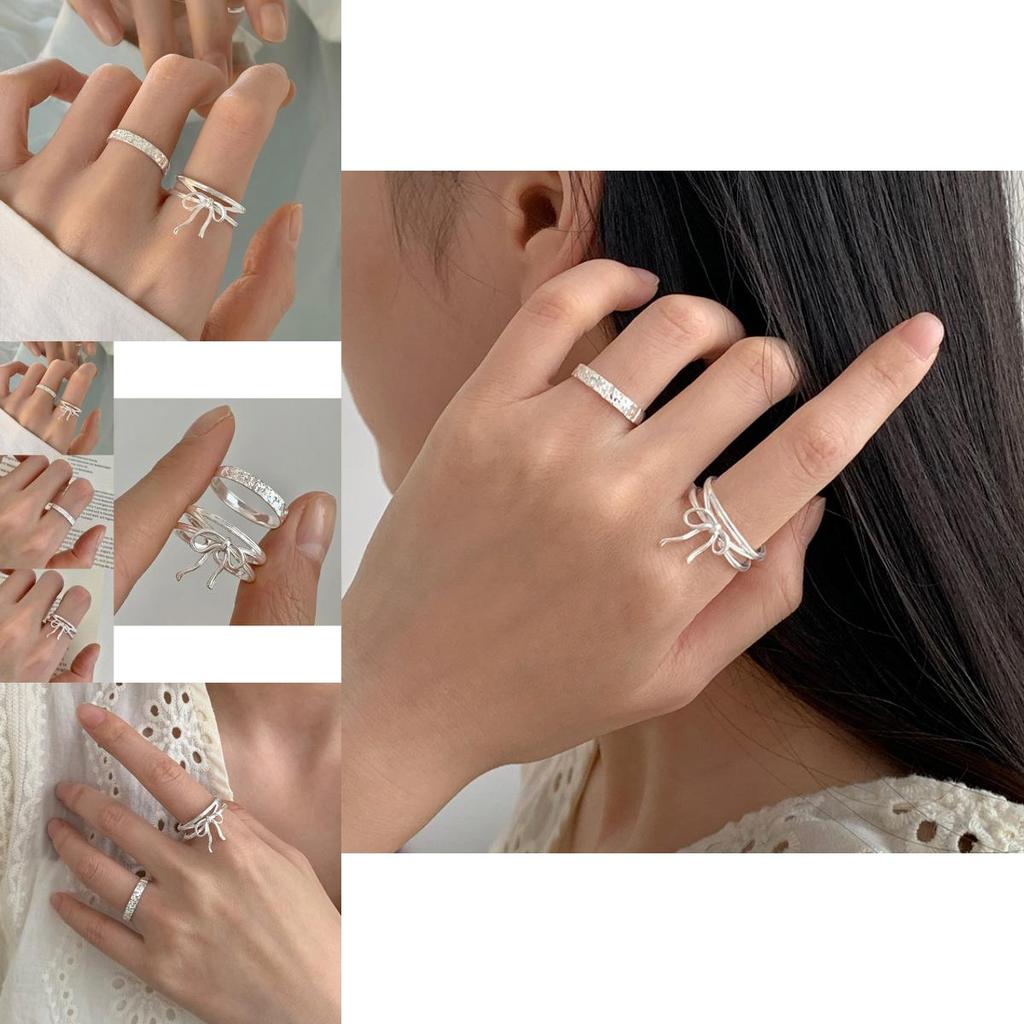 Chic Geometric Bowknot Ring For Women Fashionable Adjustable Copper Jewelry