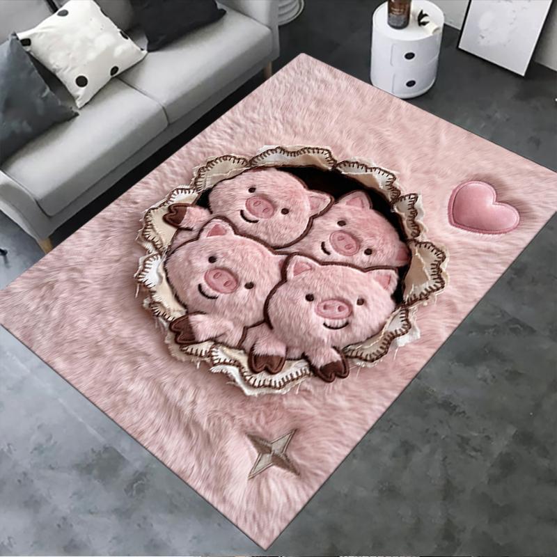 2025 New Cute Pink Pig Carpet Rug for Living Room Bedroom Home Sofa Decoration,Kids Play Non-slip Floor Mat