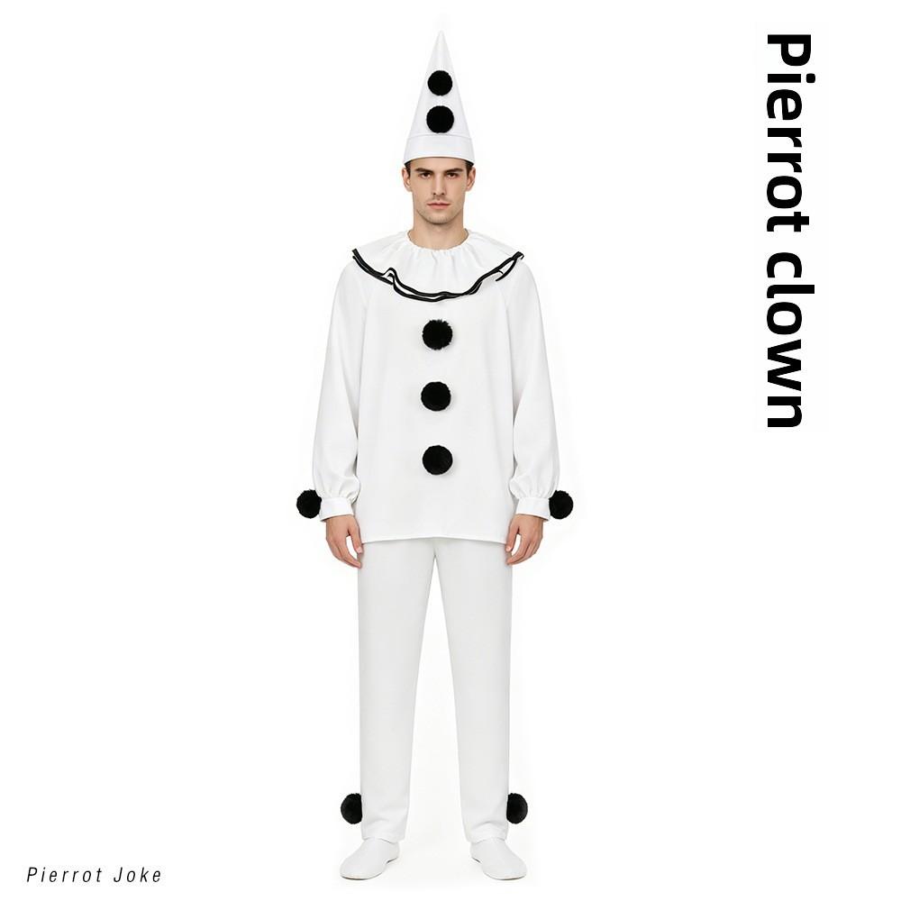 Pierrot Clown Costume For Themed Parties And Cosplay Events With Comfortable Polyester Material