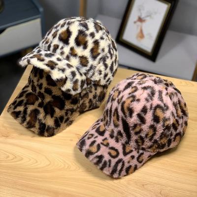 Herbst Winter Nerzpelz dicke warme Mütze trendige sexy Kinder Leopardenmuster Entenschnabelmütze Jugend lässige Baseballmütze