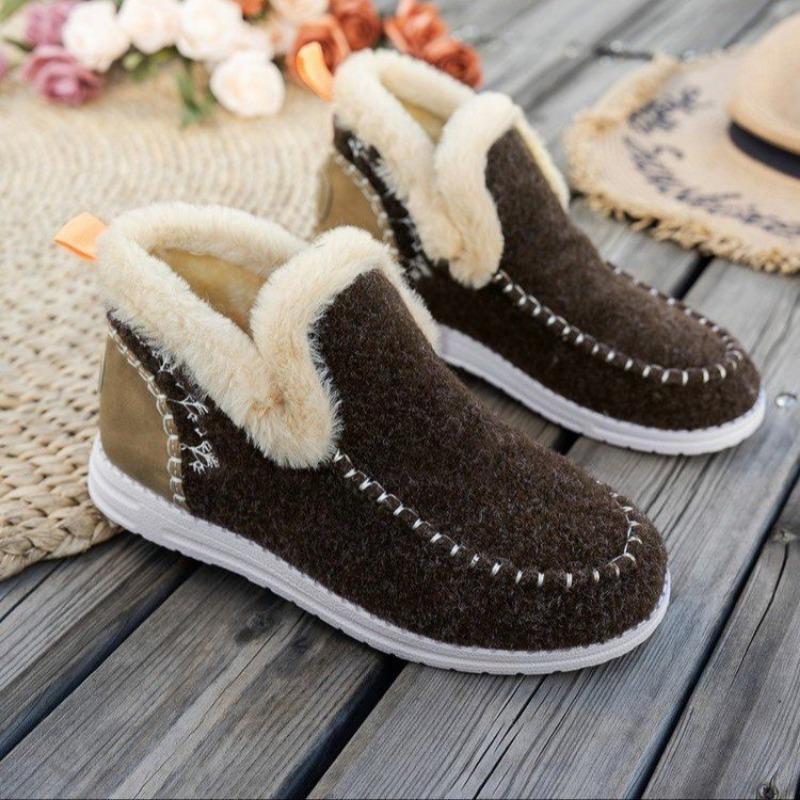

New snow boots women s warm and velvet flat-bottomed color matching short tube high-top women s boots 36 темно-коричневого