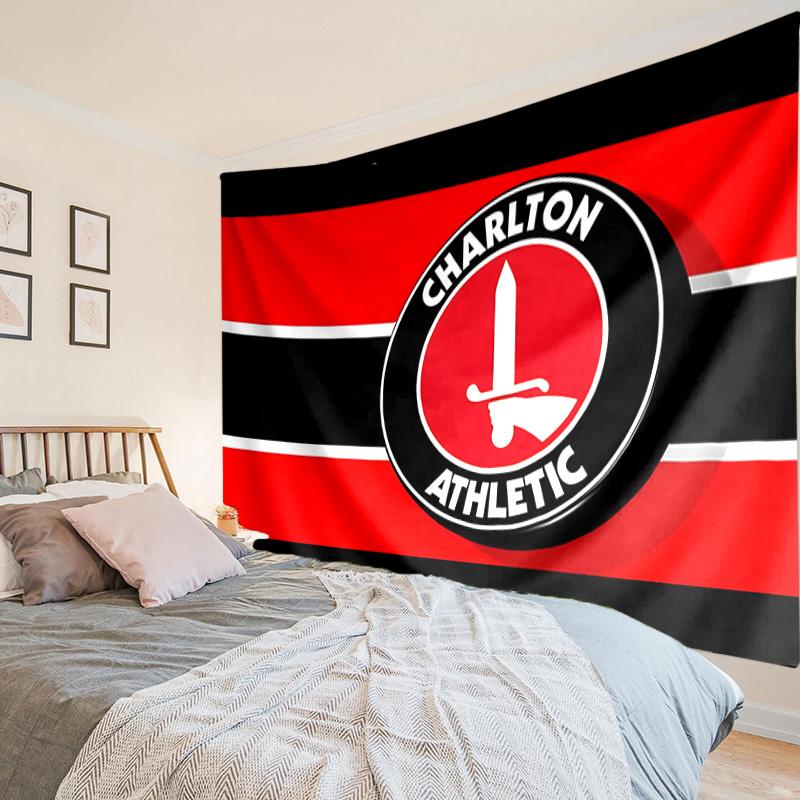 Charlton FC Wappen Wandteppich, Einzigartiger Design Wandteppich, Wanddekoration für Schlafzimmer, Wohnzimmer, Spielzimmer, Herzliche Fan-Feiertagsgeschenke