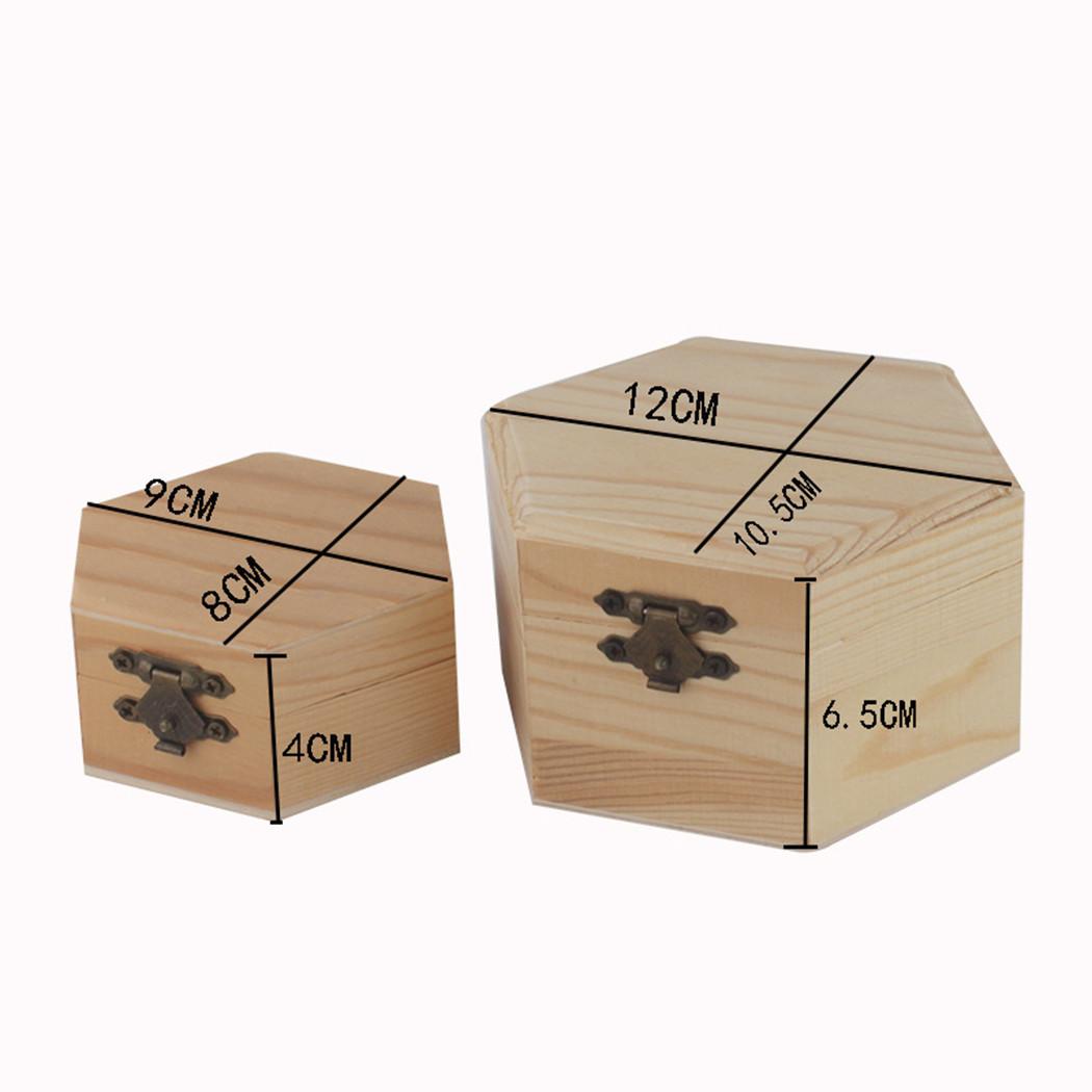 

Hexagonal Wooden Jewelry Organizer Box for Rings and Earrings Stylish Storage Solution for Home Decor and Crafts 9x8x4cm