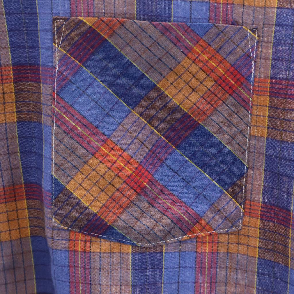 WYNDHAM 80s Vintage New Zealand Check Pattern Short Sleeve Open Collar Shirt Men's Used