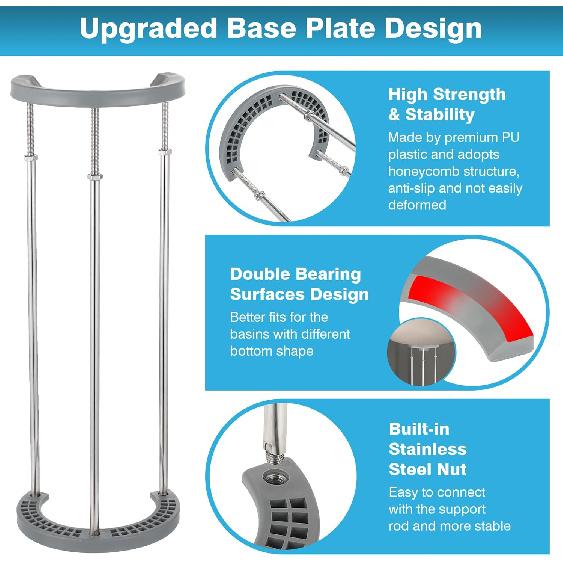 IRONWALLS Undermount Sink Support Brackets, 15.7” to 27.6” Adjustable Stainless Steel Under Sink Support Legs Pole Rods, Under Mount Sink