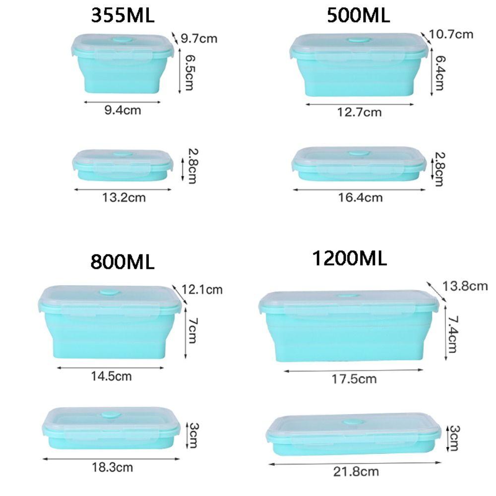 with Lid Collapsible Silicone Food Container Rectangle Food Storage Box Foldable Lunch Box  Outdoor