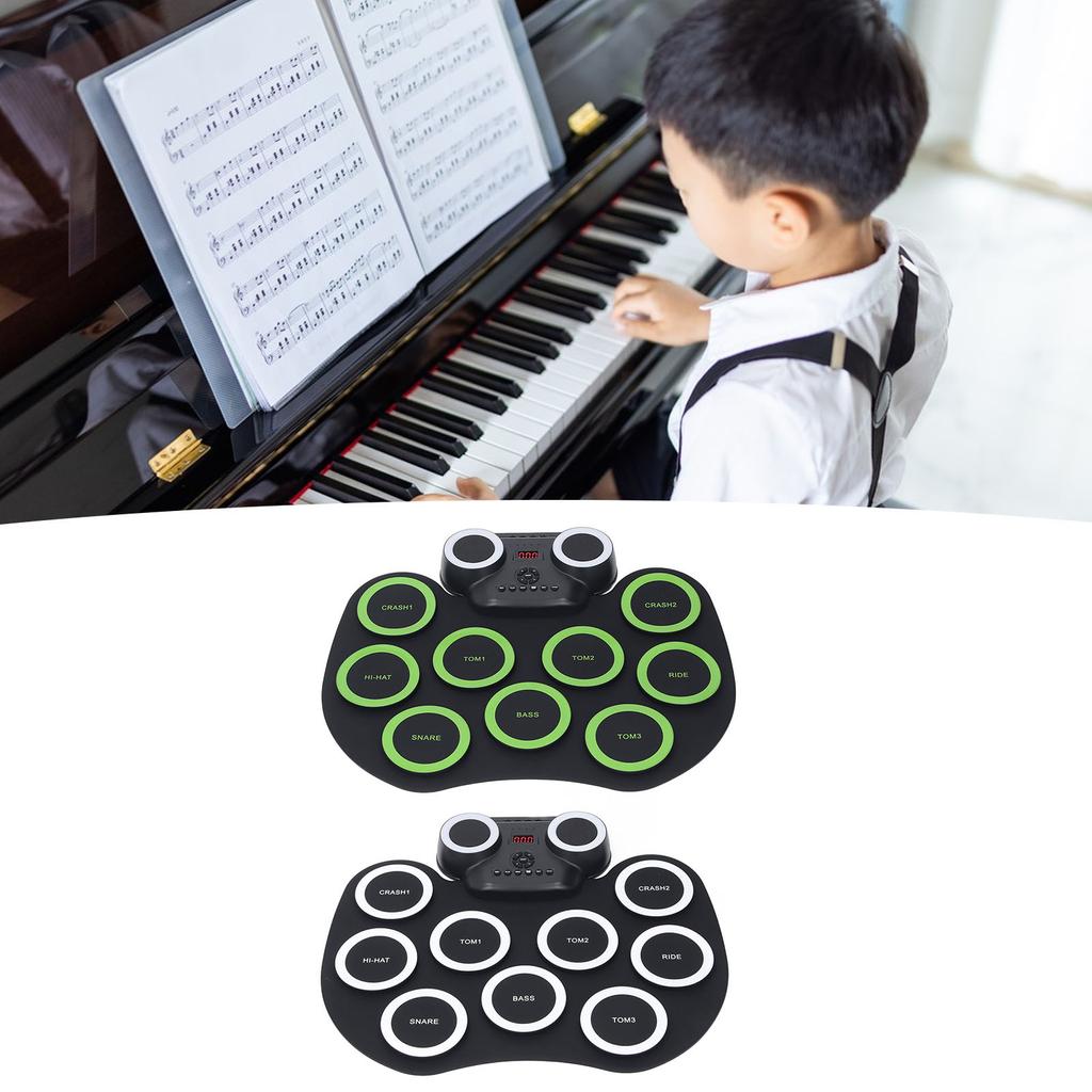 Electric Roll Up Drum Built in Speaker 9 Drum Pads Rechargeable Early Learning Roll Up Potable Drum 