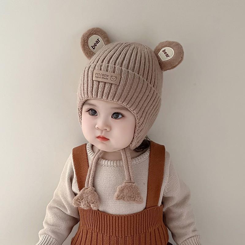 Gorro de Punto para Bebé Niños Pequeños Cálido Protección para Orejas Gorro de Invierno Gorro de Algodón Niños Niñas 6-36 Meses