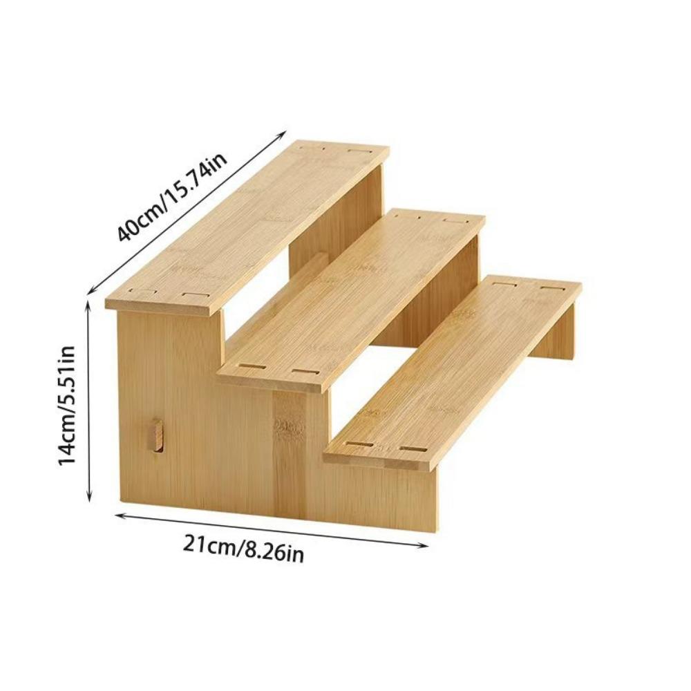 3-Tier Kitchen Cabinet Organizer Bamboo Spice Storage Shelf Spice Rack Organizer  Cabinet