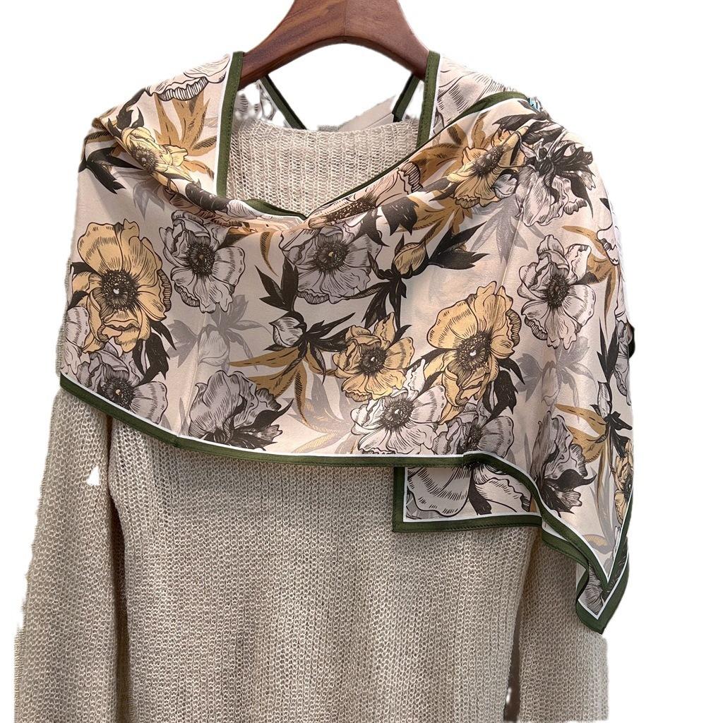 Light Luxury Astrolabe Silk Silk Scarf Spring And Autumn Medium And Long Bow Mulberry Silk Streamer Holiday Gift