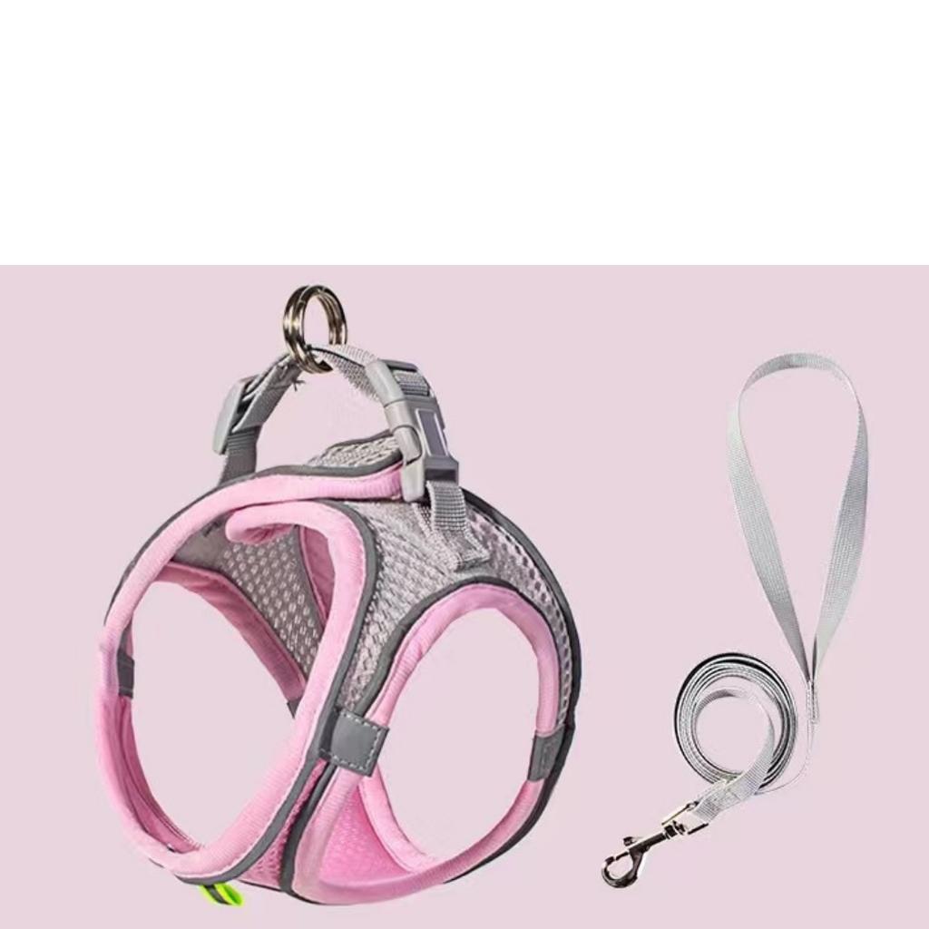 רתמת כלבים לכלבים קטנים חתולים רתמה ורצועה לחיית מחמד רפלקטיבית סט מתכוונן לנשימה חזה לחיות מחמד רצועה אביזרים לכלב