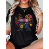 Women Floral Heart Print T-Shirt Round Neck Short Sleeve Multicolor All-Season Casual Formal Soft Breathable Top