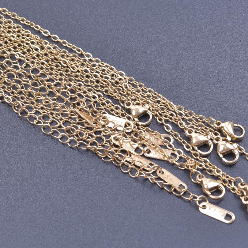 10pcs 1.5/1.6mm Stainless Steel 45cm O Shape Cross Chain Necklace For Women Men Chains Handmade Making DIY Components Wholesale