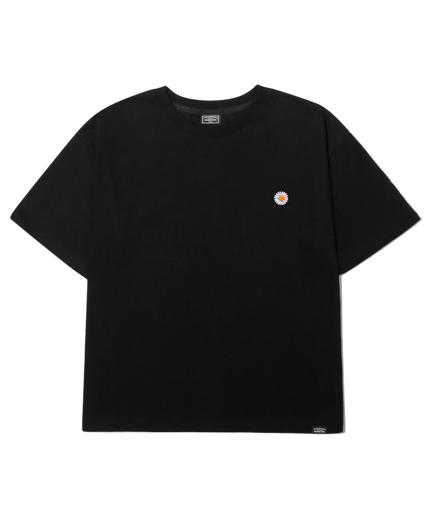 Peideu Pd Small Daisy Roll-Up Crop Short Sleeve Tee Black