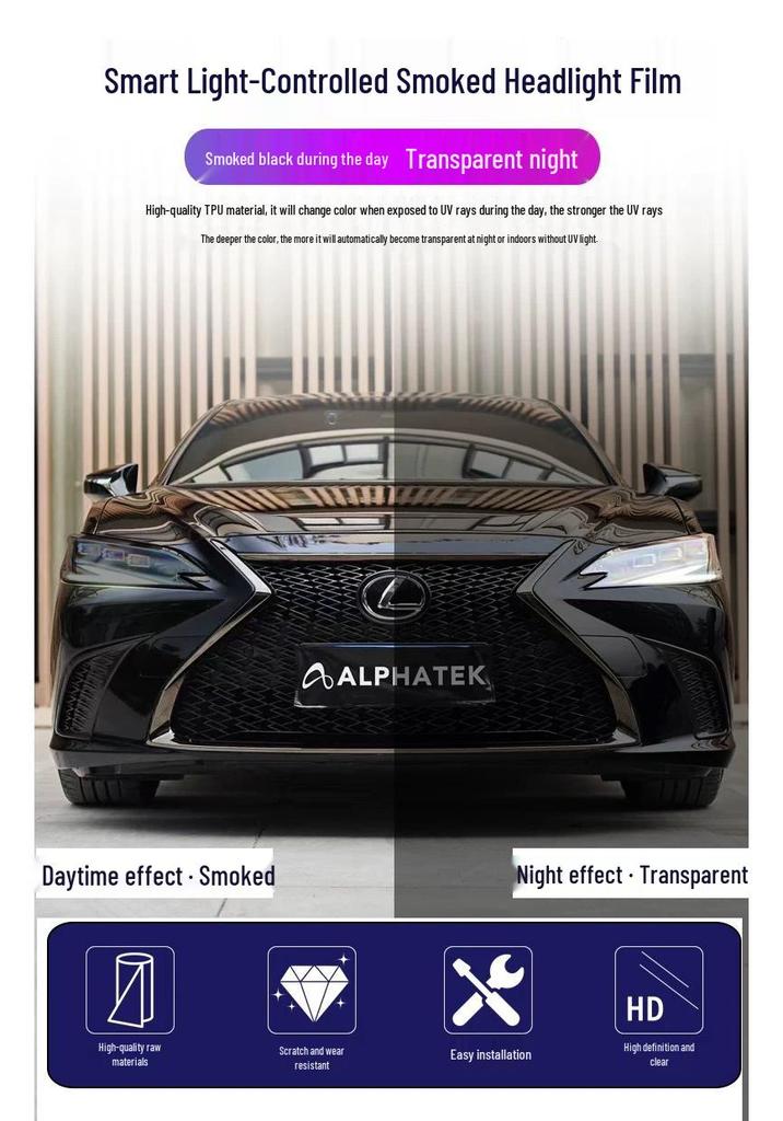 Lexus RX300 Transparent Smoked Headlight Film - Light-Controlled Protective Sticker