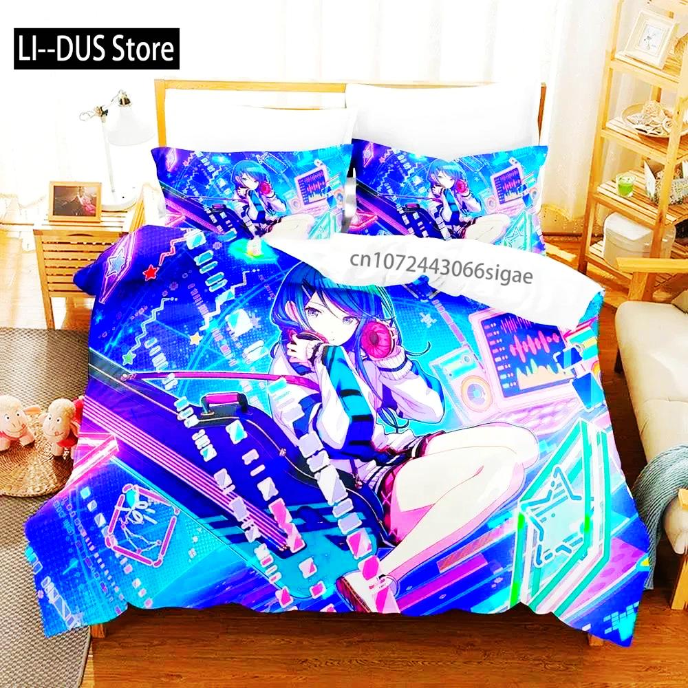 Anime Hoshino Ichika Project SEKAI Bedding Set Duvet Cover Bed Set Quilt Cover Pillowcase Comforter King Queen Size Boys Adult