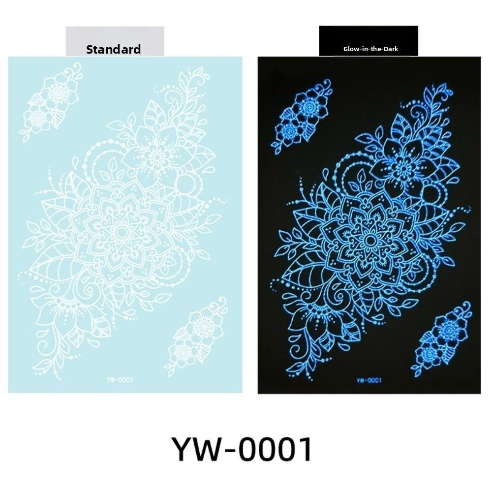 Wedding Tool Luminous Henna Tattoo Sticker White Body Art Sticker Lace Temporary Tattoo  Girls