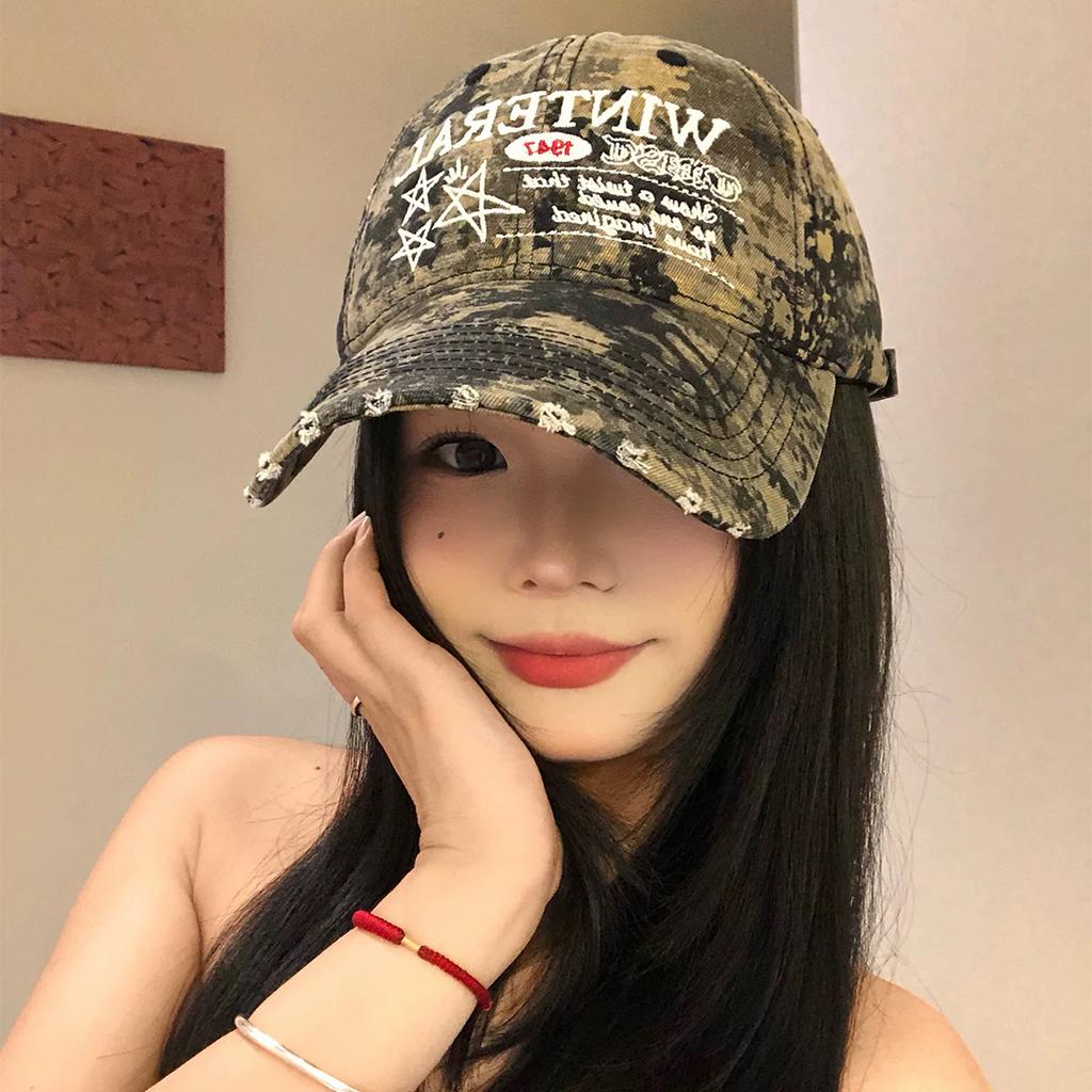 Camouflage Flowers Star Letter Embroidery Baseball Hats New Men Women Sunshade Ins Versatile Personal Fashion Retro Peaked Caps