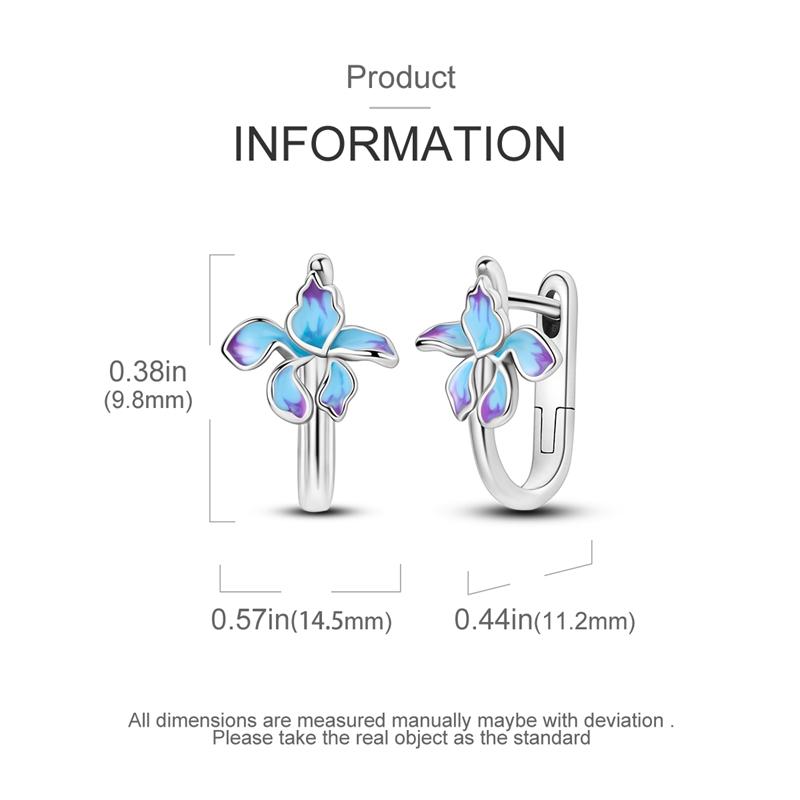 copper Blue purple Glazed Oriole Tail Flower Earring Zircon Hoop Earring for Women Fashion Girl Party Jewellery Gifts