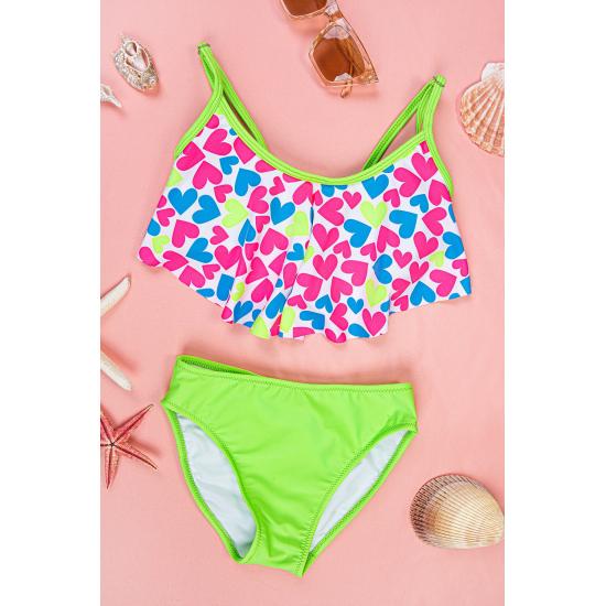 Set de bikini cu fustă roz flexibilă pentru fete