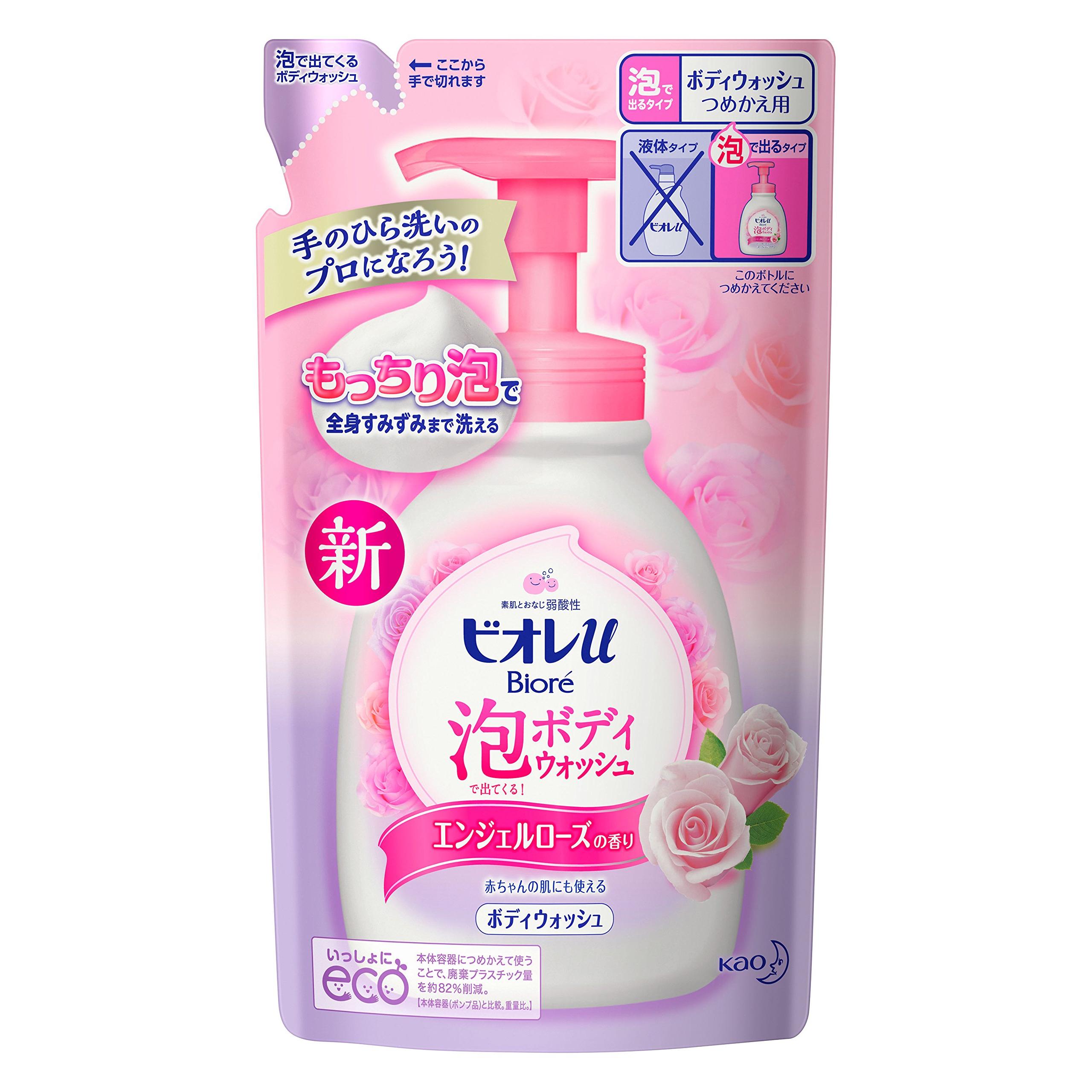 Biore U Foaming Body Wash Pump Rose Scent 600ml     Moisturizing Shower Gel 480ml Refill