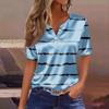 Women's Fashionable Casual Plaid Polka Dot Print Collar Short-sleeved Button T-shirt Top
