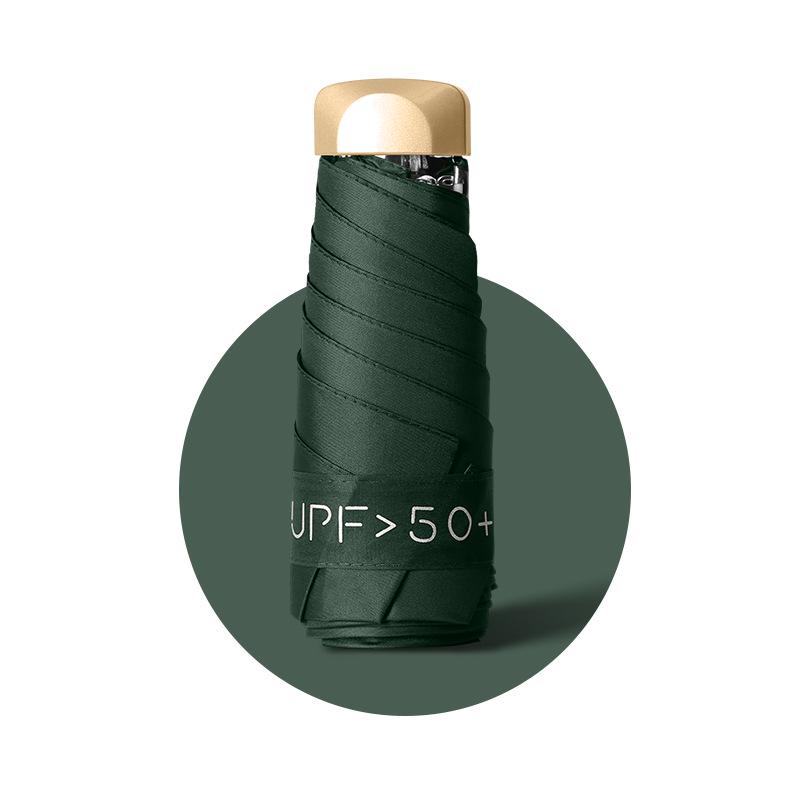 Compact Dual-Use Umbrella: Ultra-Light, Black Glue Sun Protection, Pocket-Sized, Portable, Mini Five-Fold Umbrella for Rain or Shine.