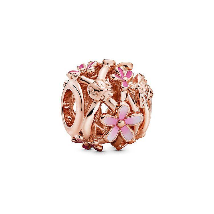 Pandora Gold Hollow Pink Daisy Charm Women Charm 788772C01 Box