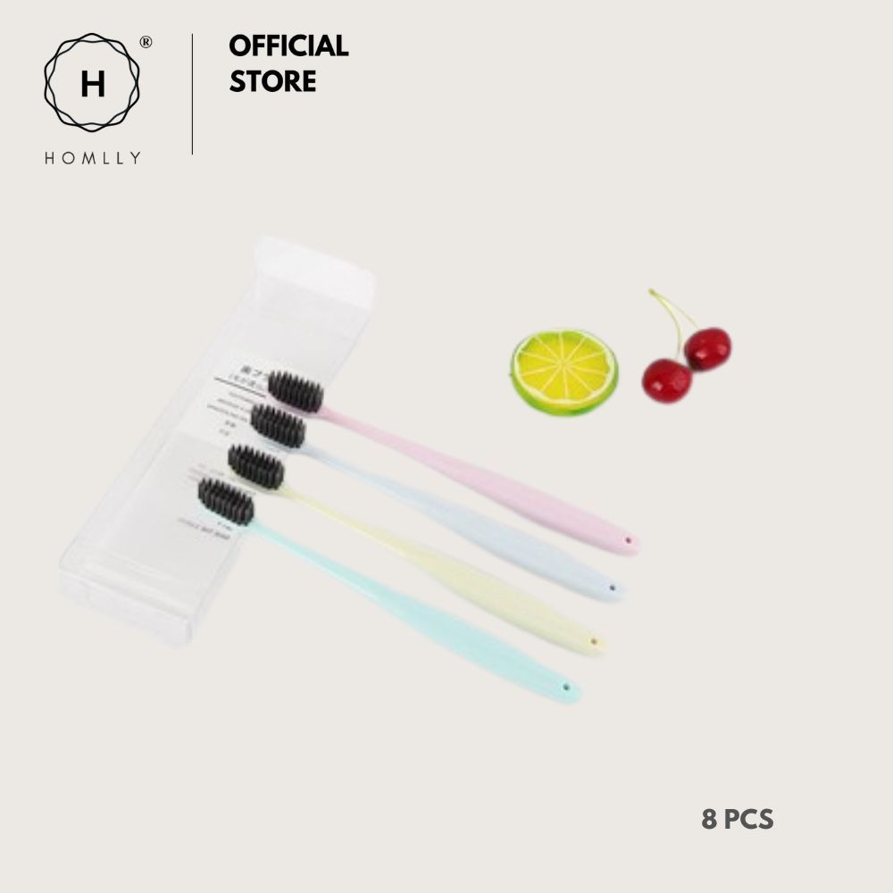 Homlly Charcoal Toothbrush w individual Cover (8pcs) 8pcs