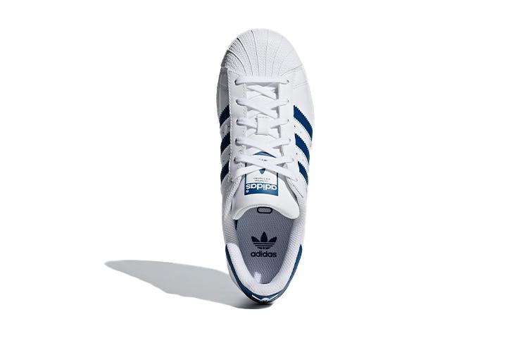 adidas Originals SUPERSTAR Comfortable Low Top Skateboard Shoes White Blue Tail Unisex F34163