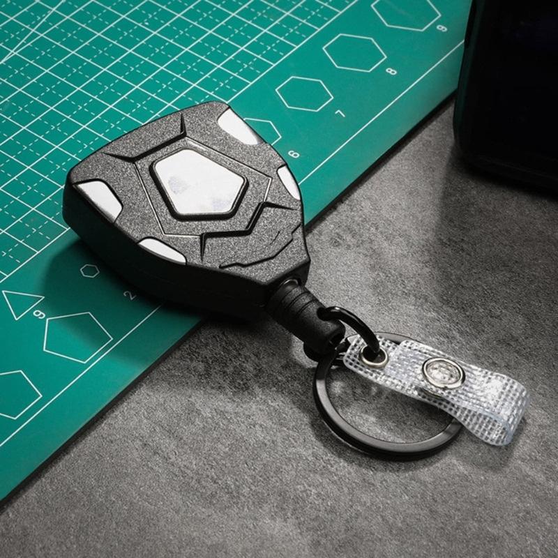 Heavy Duty Retractable Keychain Easy-to-pull Buckle Rope Elastic Keychain Anti Lost Keyring with Steel Retractable Cord