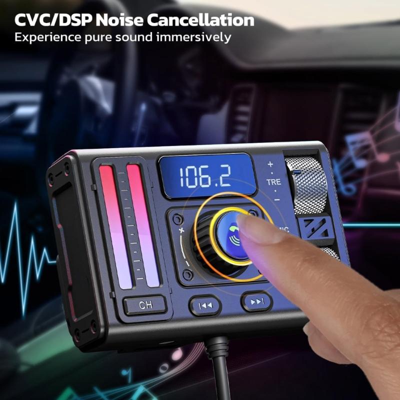 Wireless Bluetooth-compatible FM Radio Adapter Music Player FM Transmitter with Handsfree Calling USB Ports Charging