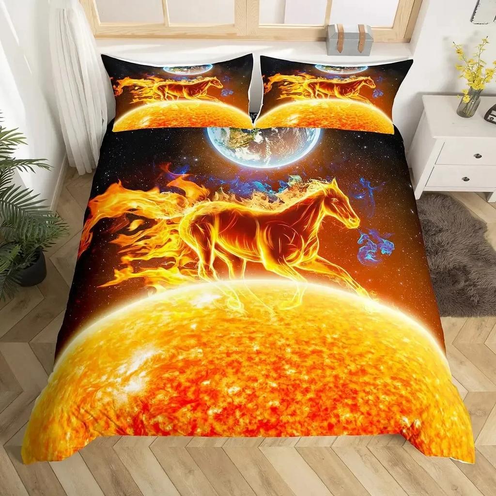 Vogel Eis Und Feuer Kollision Trippy Wunderland Tiere Bequem Bettdecke Steppdecke Bezug Kissenbezug Bettwäsche Set Schlafzimmer Heimtextilien